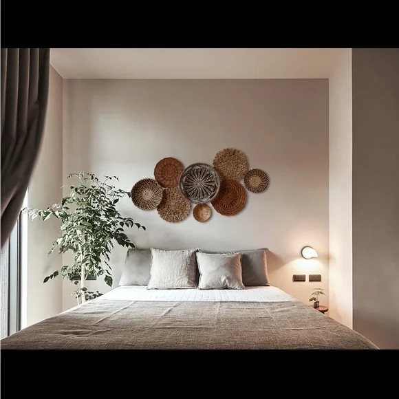 Set of 10 Seagrass Wall Basket For Wall Decor, Natural African Baskets - Picture 5 of 11